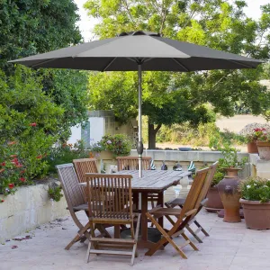 10FT Patio Umbrella, Outdoor Table Umbrella with Push Button Tilt and Crank, UV Protection Waterproof Market Sun Umbrella with 8 Sturdy Ribs for Garden, Deck, Backyard, Pool (Gray)